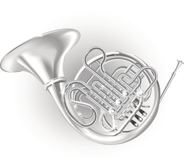 古典的法国圆号，孤立在白色背景上图片下载