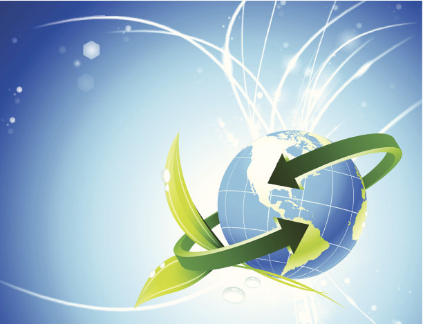 绿色地球与循环利用光纤背景图片下载