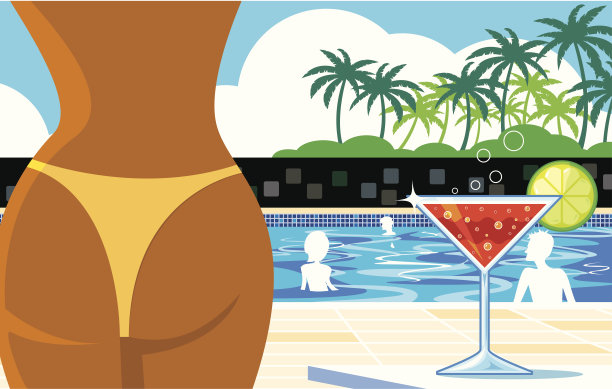 马提尼时间-夏季泳池边图片下载