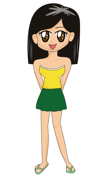 可爱卡通女孩(矢量)图片下载