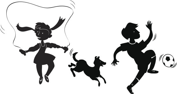 儿童在玩的程式化剪影图片下载