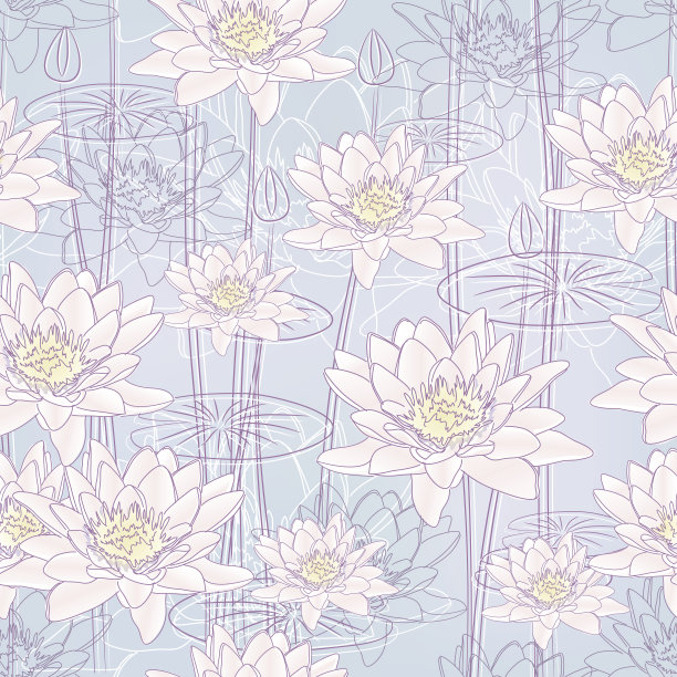 睡莲花。无缝的背景图片下载