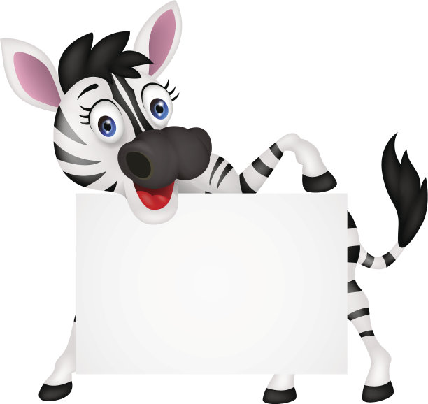 带着空白标志的搞笑斑马图片下载