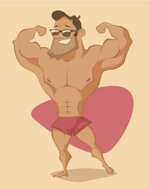 漫画中的肌肉男穿着红色短裤图片下载