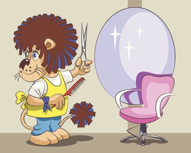 狮子是美发师和造型师图片下载