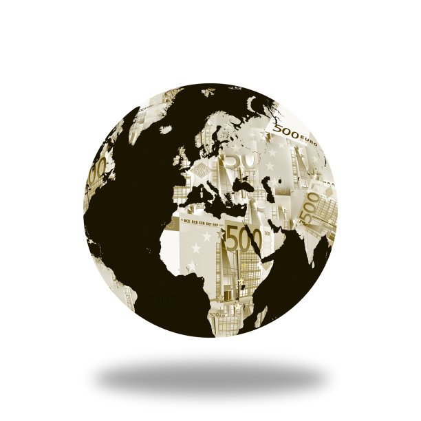 全球地图与欧元图片下载