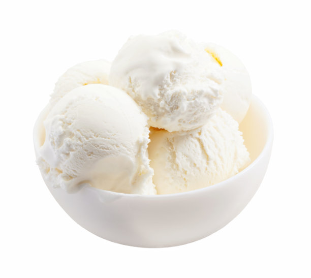 美味的融化冰淇淋勺在碗图片下载