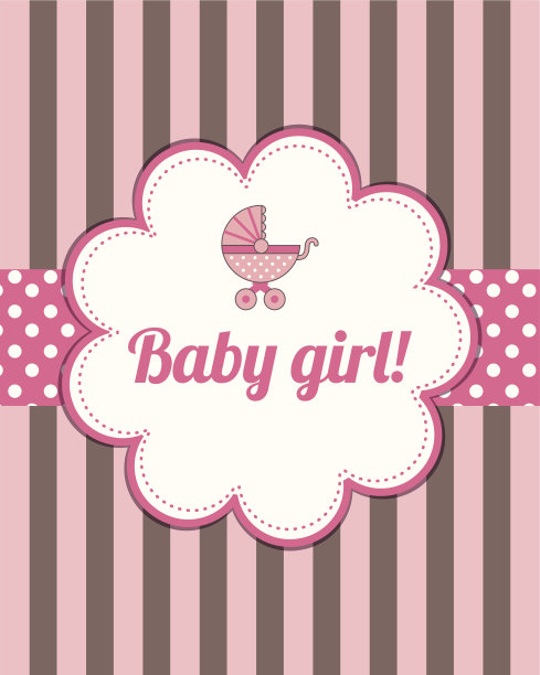 粉红色和白色相间的女婴宣传卡图片下载