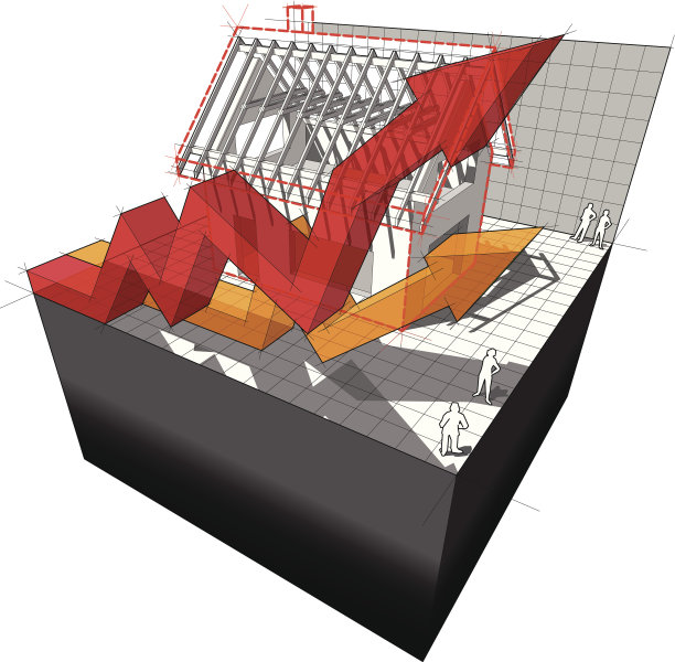 一个正在建设的房子的图表和上升的业务箭头图片下载