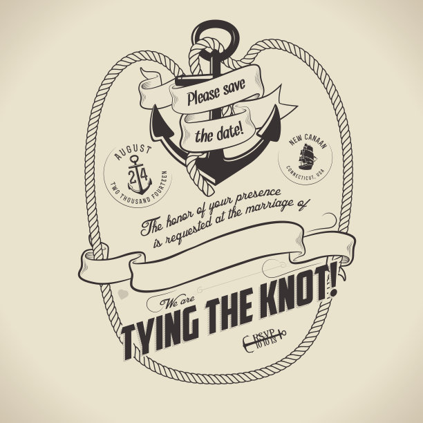 复古航海主题的婚礼邀请与文字的地方图片下载