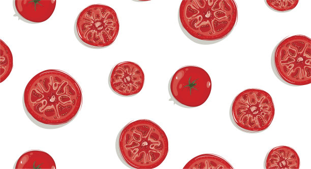 番茄切片无缝图案背景图片下载