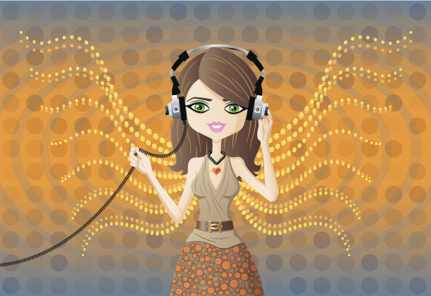 年轻女子戴着耳机图片下载