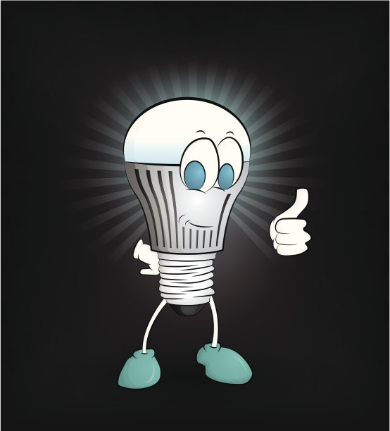 快乐的LED灯竖起大拇指图片下载