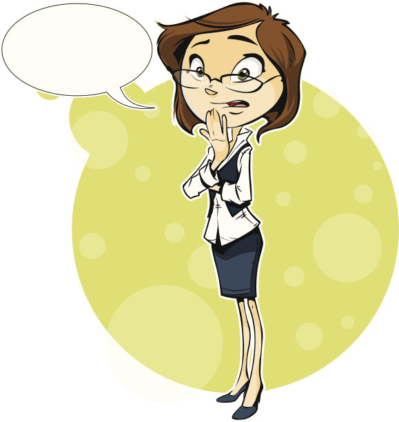 一个女商人的剪影孤立在绿色的背景图片下载