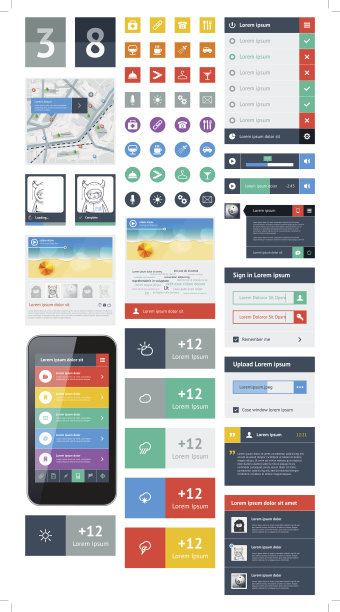UI是扁平化设计的集合组件图片下载