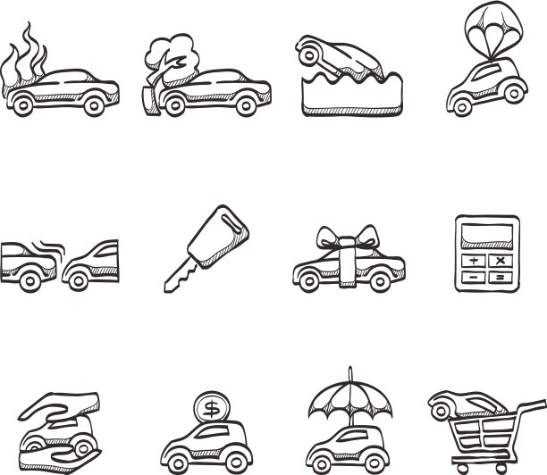 素描图标-汽车保险图片下载