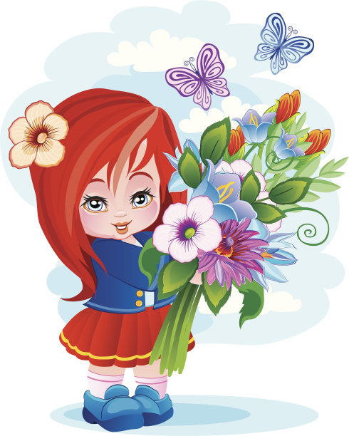 拿着花束的女孩图片下载