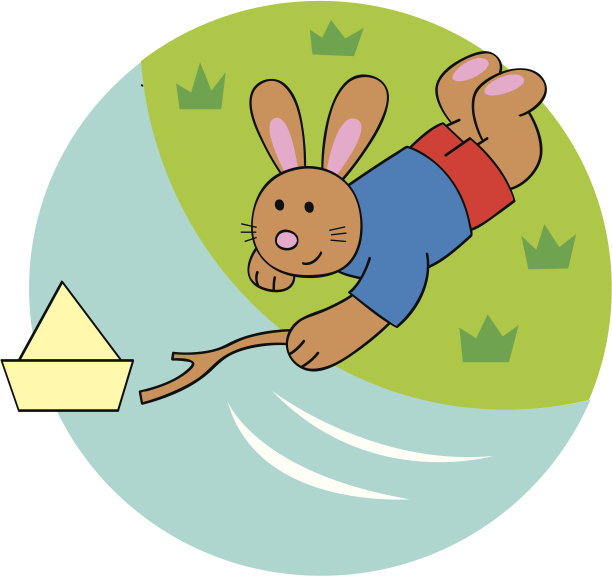 兔子纸船下水图片下载