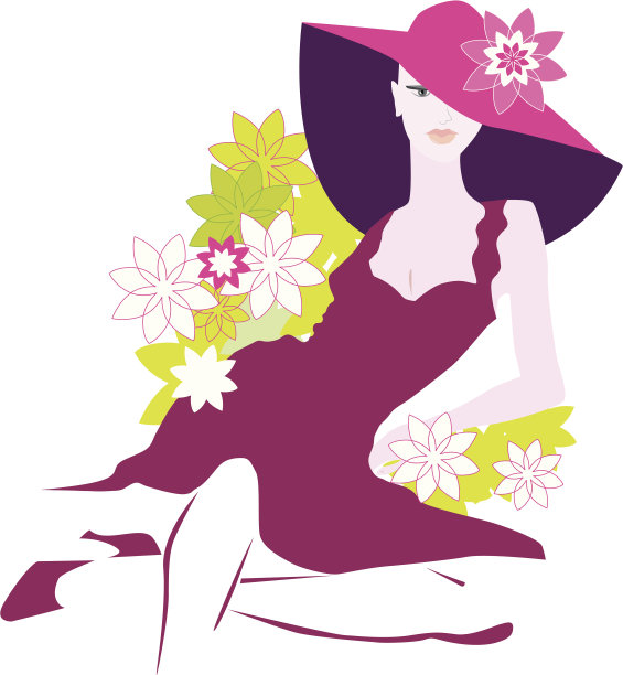 坐在花园里的时髦女人图片下载