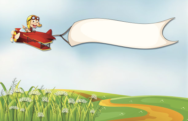 红色的飞机上有一只猴子和空的标牌图片下载