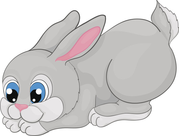 兔子卡通，与孤立的白色背景图片下载
