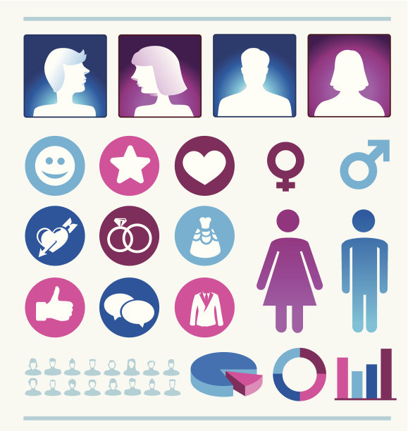 矢量信息图设计元素 - 男人和女人图标图片下载