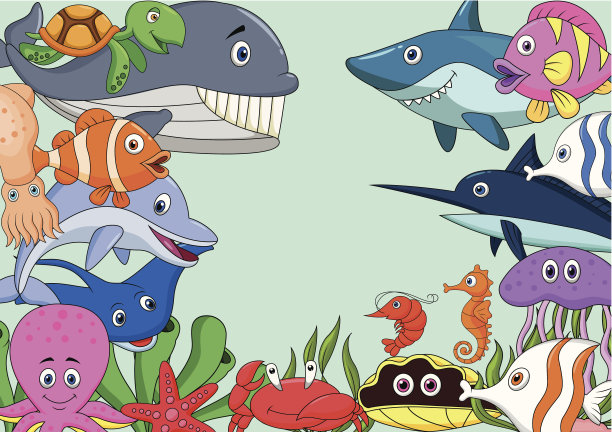 海洋生物卡通背景图片下载