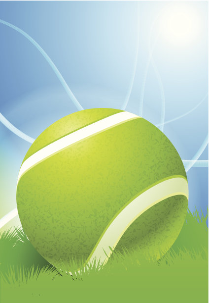 网球在绿色草地的背景图片下载