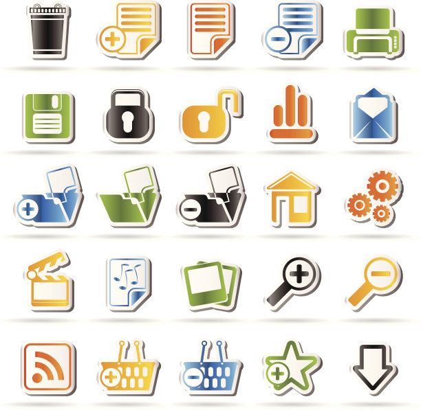 简单逼真详细的互联网图标图片下载