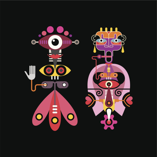 两个抽象形状矢量插图图片下载