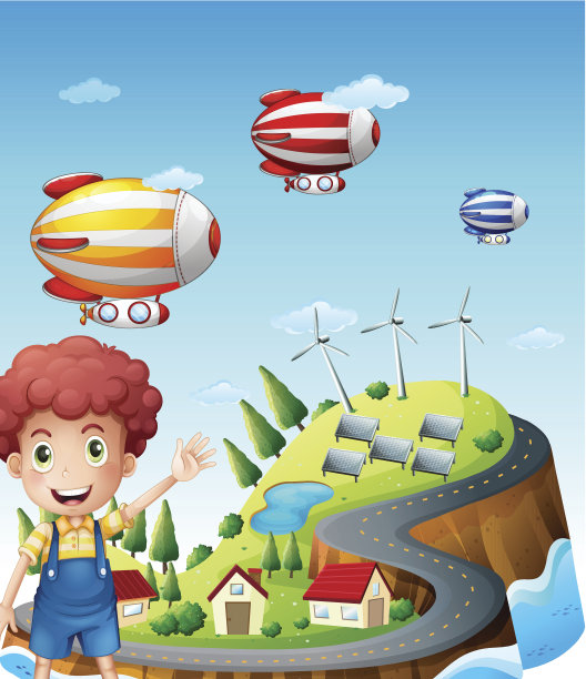 飞艇在村子里图片下载