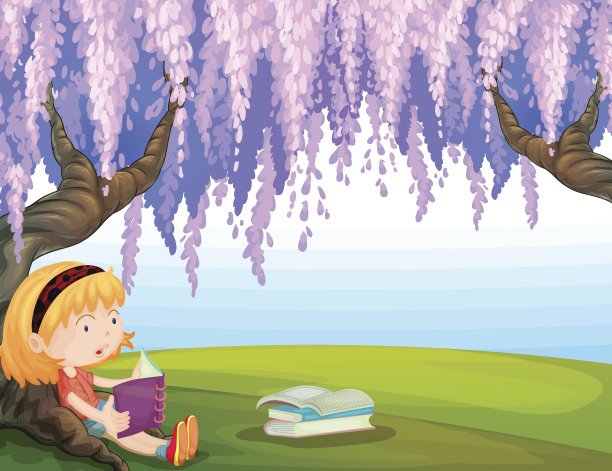 在公园看书的女孩图片下载