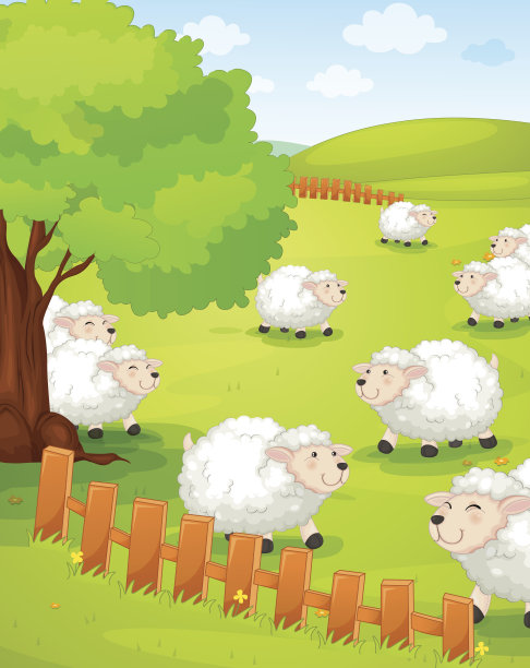 小羊在绿色的草地上图片下载