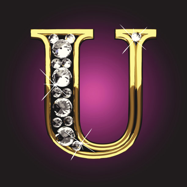 矢量金和钻石图U图片下载