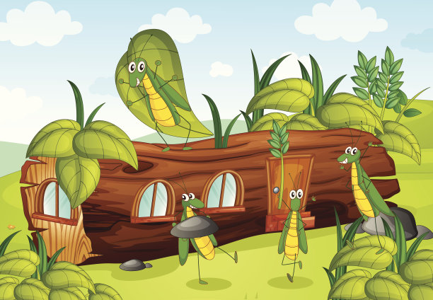 蚱蜢和房子图片下载