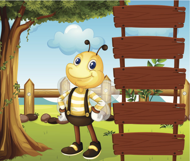 一个空白模板旁的蜜蜂图片下载