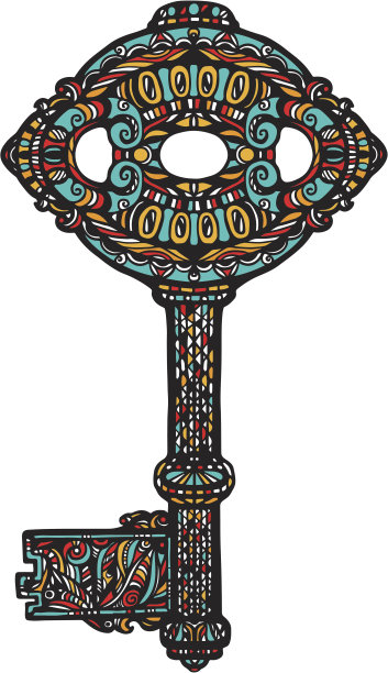 图标装饰彩色键上的白色背景图片下载