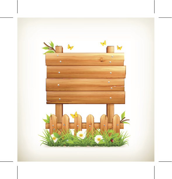 草地上的木制标志图片下载