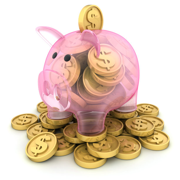 玻璃猪和硬币图片下载