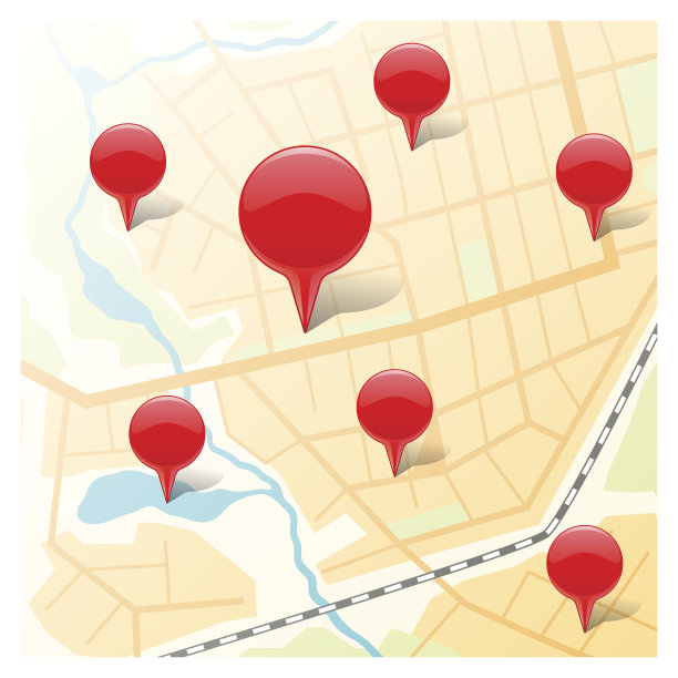 具有多个目的地标记的抽象地图图片下载