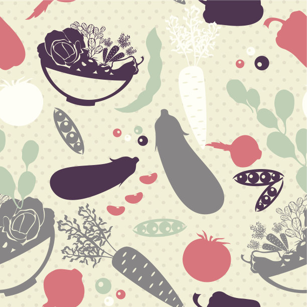 无缝背景与矢量剪影艺术蔬菜图片下载