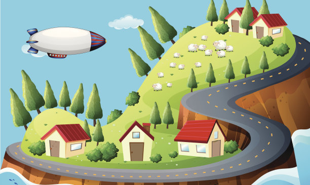 宇宙飞船和村庄图片下载