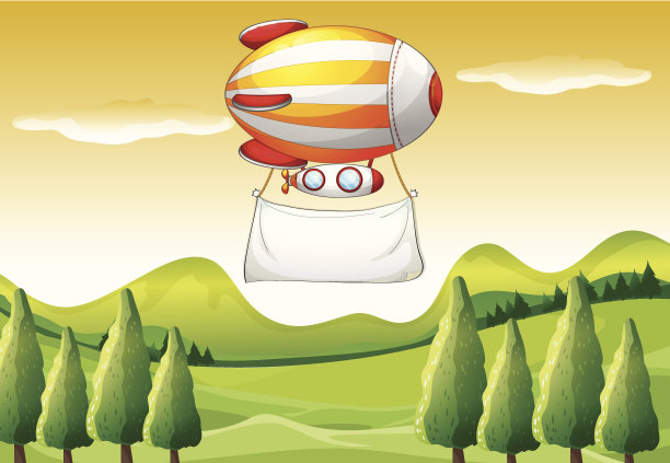 带着空白旗帜的飞艇图片下载