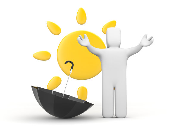 男人和雨伞。在等待夏天图片下载