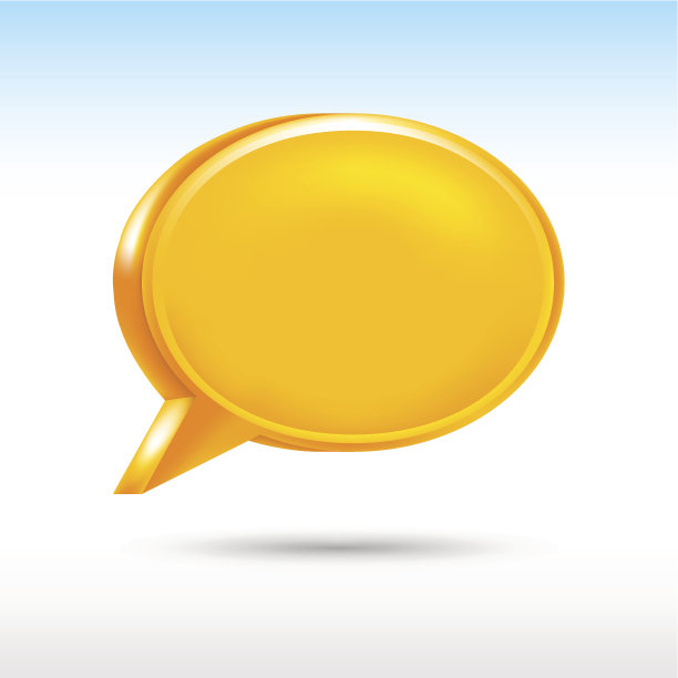 空的语音气泡椭圆形橙色图标Web按钮与阴影素材图片