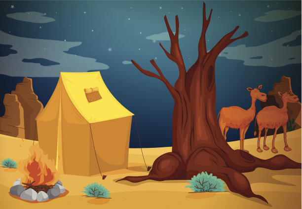 带营火的帐篷图片下载