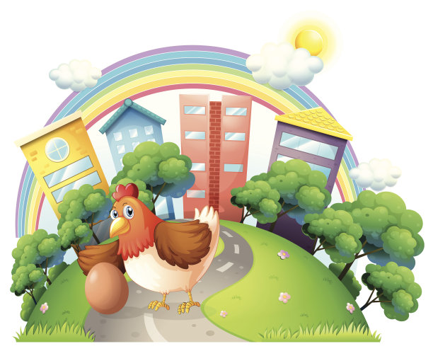 母鸡和她的蛋在路上图片下载