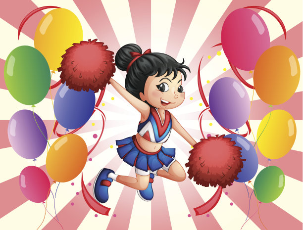 啦啦队员站在气球中间素材图片