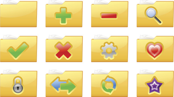 黄色文件夹管理和管理图标图片下载