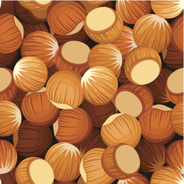 无缝背景与榛子。矢量插图。图片下载